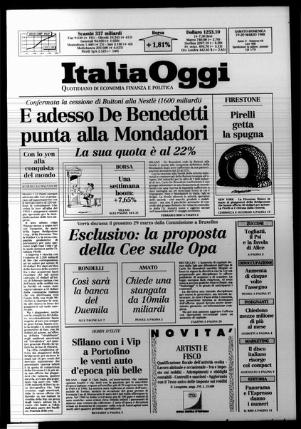 Italia oggi : quotidiano di economia finanza e politica